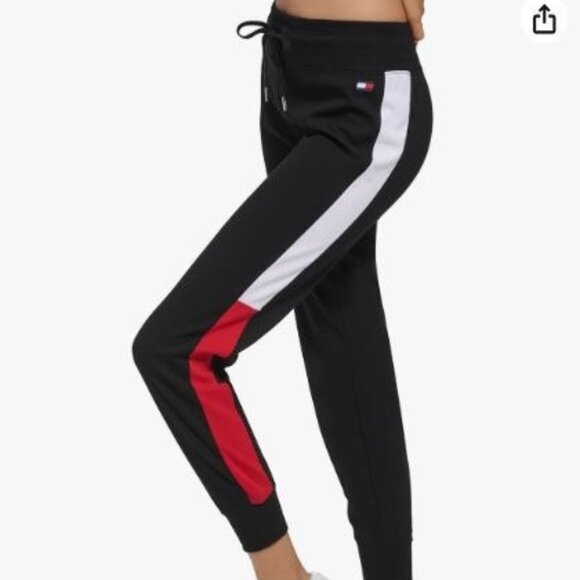Tommy Hilfiger Pants - Tommy Hilfiger Black and Red Soft Jogger Sweatpants - Size L